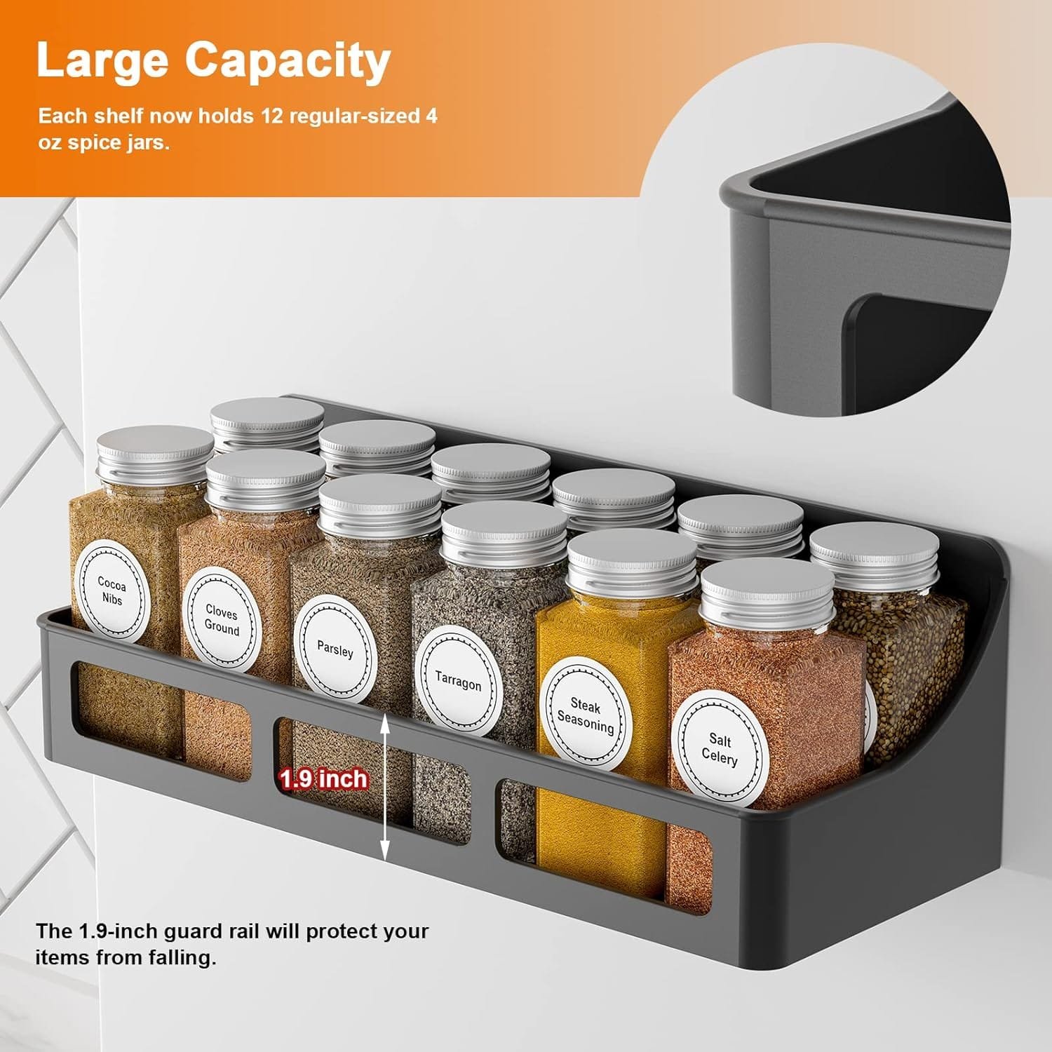 Magnetic Spice Rack for Refrigerator, 4 Pack Magnetic Shelf, Strong Magnetic Fridge Organizer, Spice Rack Organizer, Heavy Duty Seasoning Rack For Kitchen Organization And Storage Magnetic Spice Rack for Refrigerator, 4 Pack Magnetic Shelf, Strong Magnetic Fridge Organizer, Spice Rack Organizer, Heavy Duty Seasoning Rack For Kitchen Organization And Storage