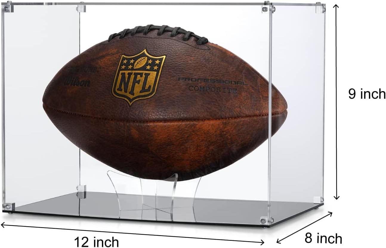 MaiiTiproll All Clear Acrylic Football Display Case, Assembly Box for Football Display, High-end Memory Box for Football  Memorabilia (12x8x9”)