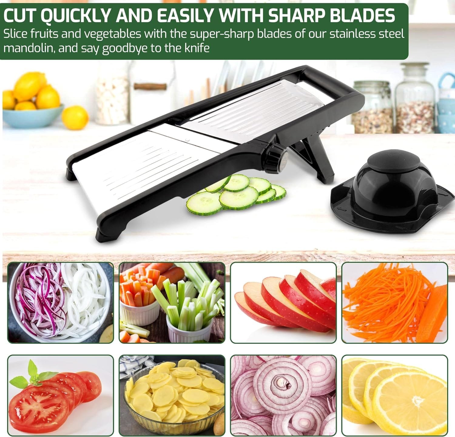 MAJESTIC BM Mandoline Food Slicer - Potato Slicer for Chips - Kitchen Mandoline Slicer - Mandoline Slicer for Kitchen - Onion Slicer - Vegetable Slicer - Tomato Cutter Slicer - Julienne Cutter