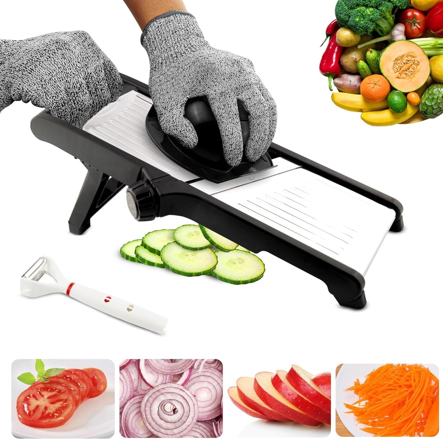 MAJESTIC BM Mandoline Food Slicer - Potato Slicer for Chips - Kitchen Mandoline Slicer - Mandoline Slicer for Kitchen - Onion Slicer - Vegetable Slicer - Tomato Cutter Slicer - Julienne Cutter
