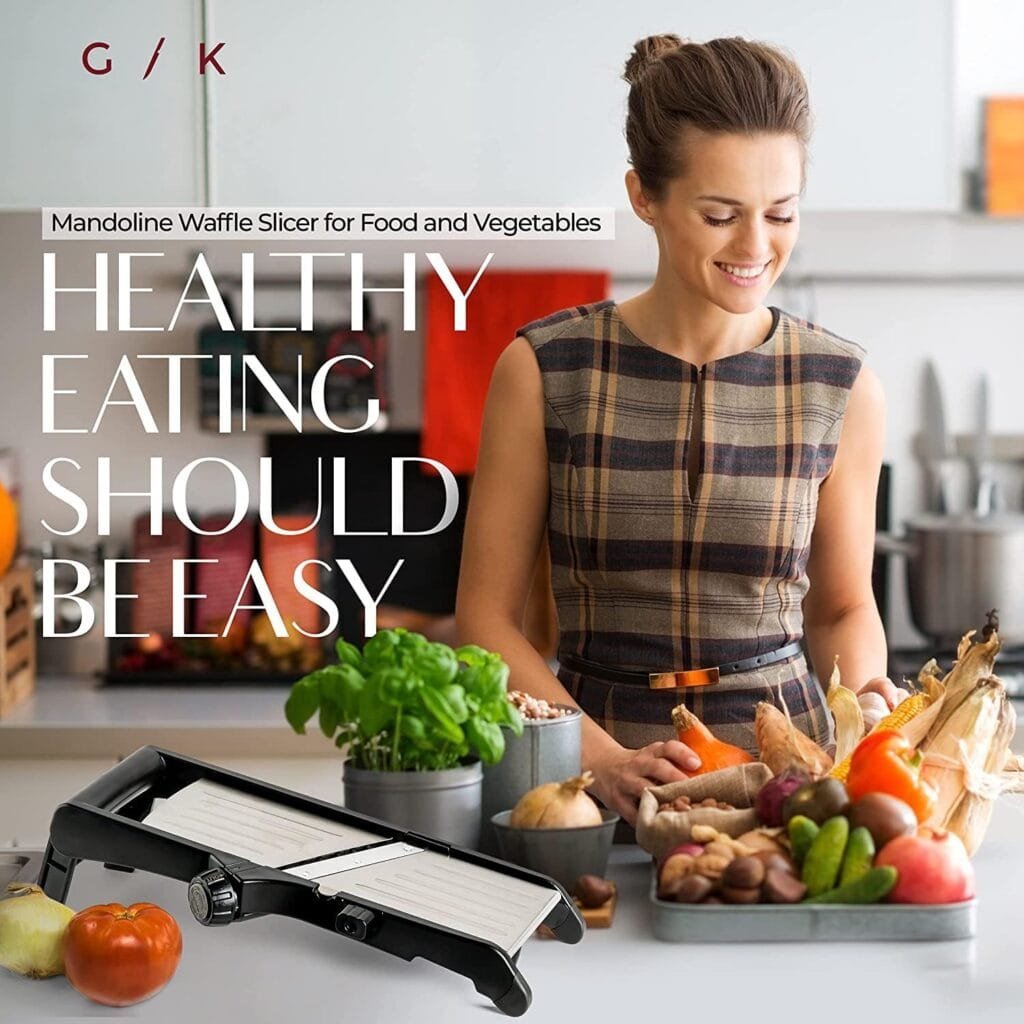 Mandoline Food Slicer, Adjustable Stainless Steel with Waffle Fry Cutter Crinkle Cut Potato Chip Vegetable Onion Mandoline Food Slicer, Adjustable Stainless Steel with Waffle Fry Cutter Crinkle Cut Potato Chip Vegetable Onion