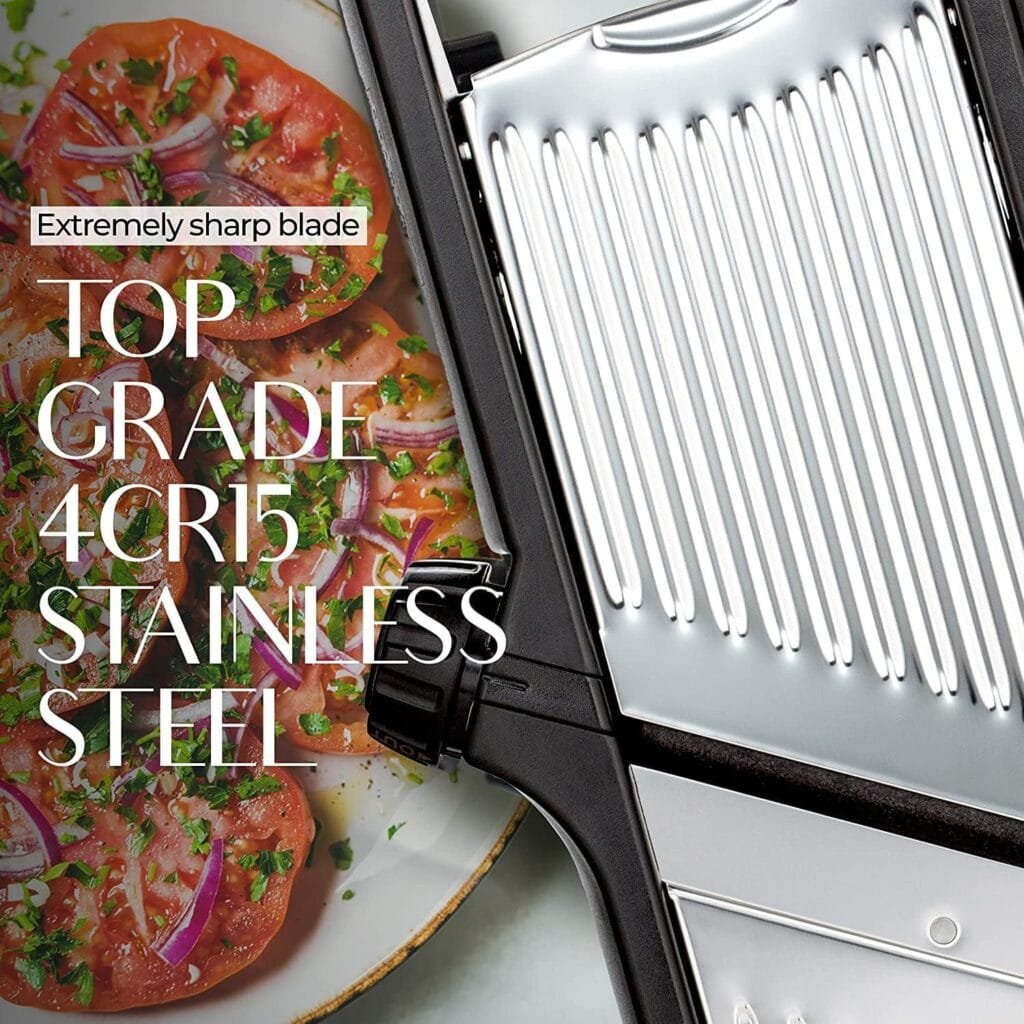 Mandoline Food Slicer, Adjustable Stainless Steel with Waffle Fry Cutter Crinkle Cut Potato Chip Vegetable Onion Mandoline Food Slicer, Adjustable Stainless Steel with Waffle Fry Cutter Crinkle Cut Potato Chip Vegetable Onion