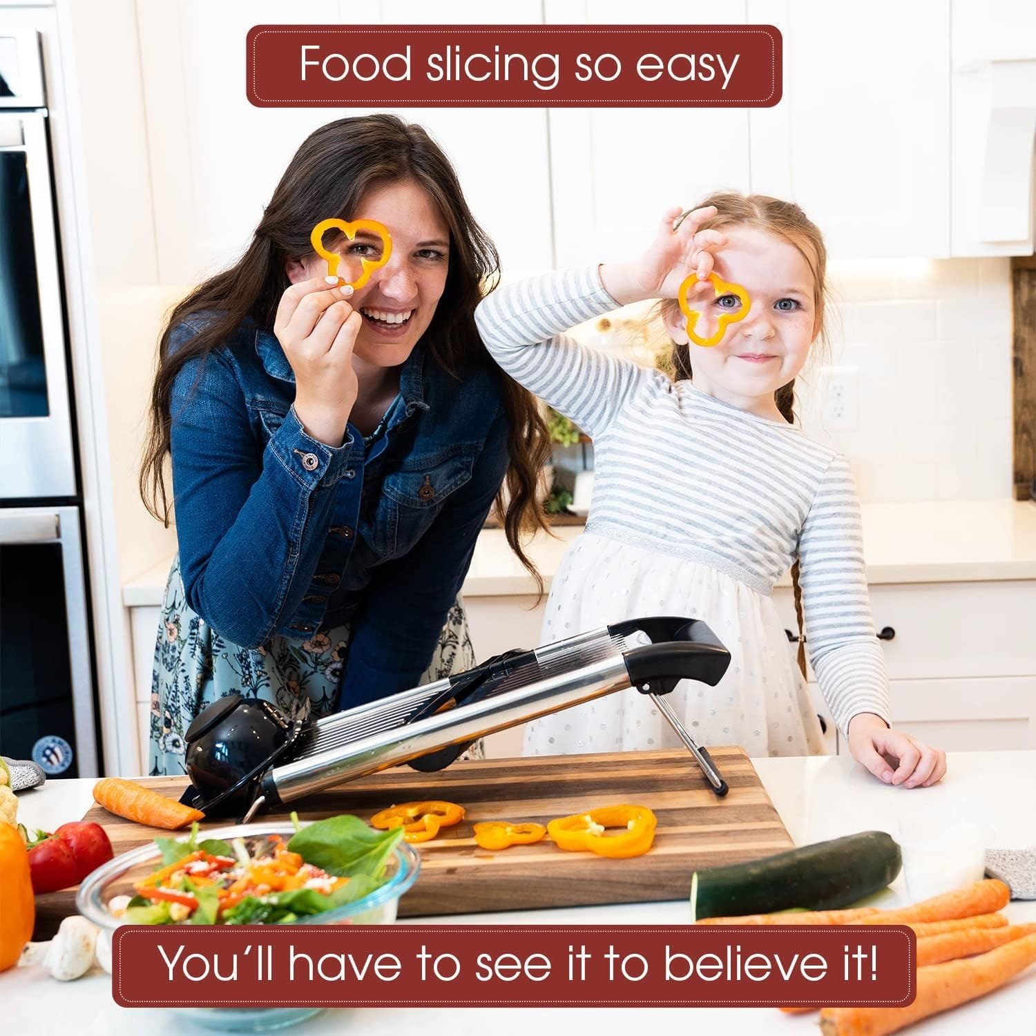 Mandoline Slicer – 6-Setting Adjustable Mandoline Slicer for Kitchen, 16.5 x 5 In. Platform, Hand Guard, Cut-Resistant Gloves – Vegetable Chopper, Meat Slicer, Cheese Slicer by Medove Mandoline Slicer – 6-Setting Adjustable Mandoline Slicer for Kitchen, 16.5 x 5 In. Platform, Hand Guard, Cut-Resistant Gloves – Vegetable Chopper, Meat Slicer, Cheese Slicer by Medove