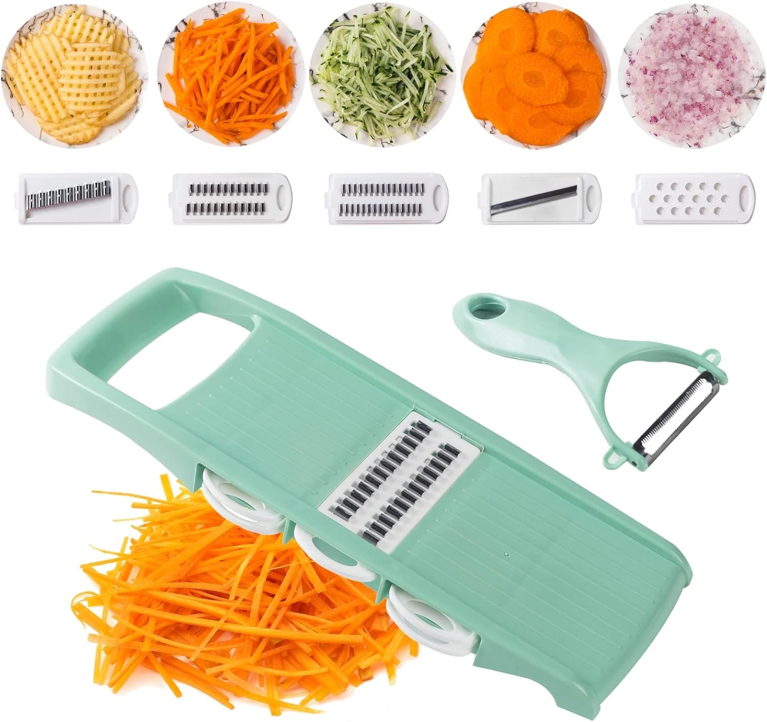 Mandoline Slicer for Kitchen 7-in-1 Mandoline Food Slicer,Vegetable/Cheese/Potato/Carrot/Cucumber Grater,Slicer, Cutter, Grinder,Waffle Fry Cutter For Potatoes,Julienne Peeler