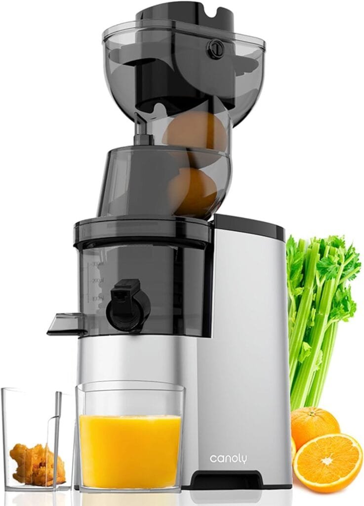 Masticating Juicer Machines, 3.5-inch (88mm) Powerful Slow Cold Press Juicer with Large Feed Chute, Electric Masticating Juicers for Vegetables and Fruits, Easy to Clean with Brush