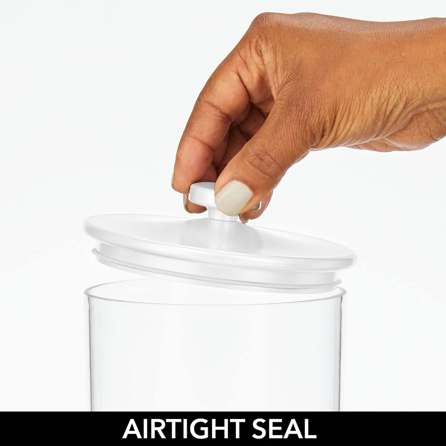 mDesign Airtight Apothecary Storage Organizer Canister Jars - Acrylic Containers for Kitchen, Organization Holder for Pantry, Counter, and Cupboards, Lumiere Collection - Set of 4 - Clear/Chrome