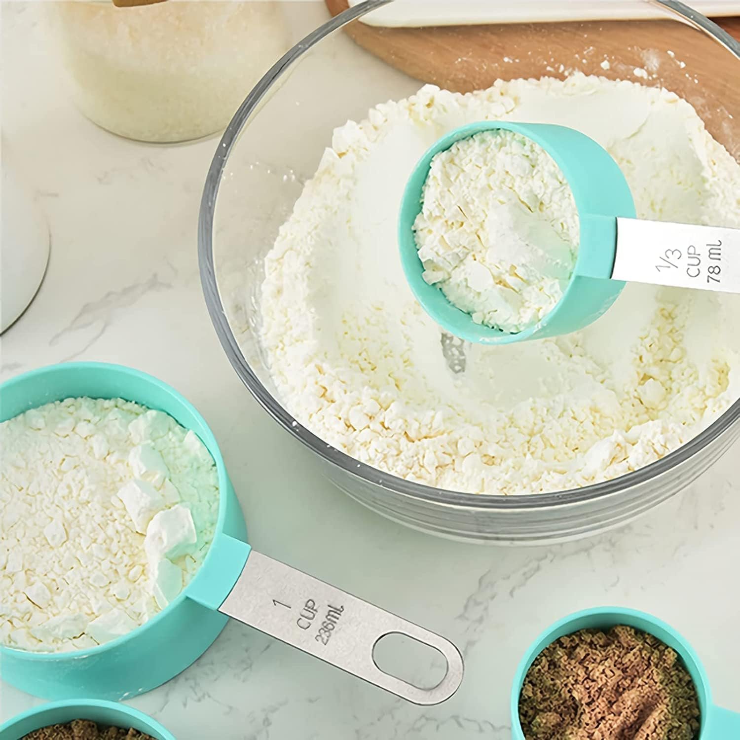 Measuring Cups and Spoons Set, 8 Pieces Measuring Cups and Measuring Spoons with Stackable Stainless Steel Handle Measure Dry or Liquid Ingredients Measuring Set for Kitchen Cooking and Baking (Green) Measuring Cups and Spoons Set, 8 Pieces Measuring Cups and Measuring Spoons with Stackable Stainless Steel Handle Measure Dry or Liquid Ingredients Measuring Set for Kitchen Cooking and Baking (Green)