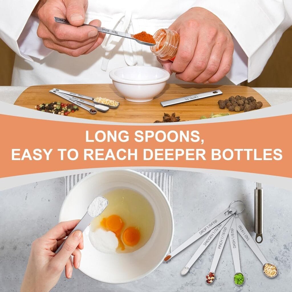 Measuring Cups and Spoons Set of 20, 7 Stainless Steel Nesting Measuring Cups  7 Spoons, 1 + Leveler  5 Mini Measuring Spoons for Cooking  Baking