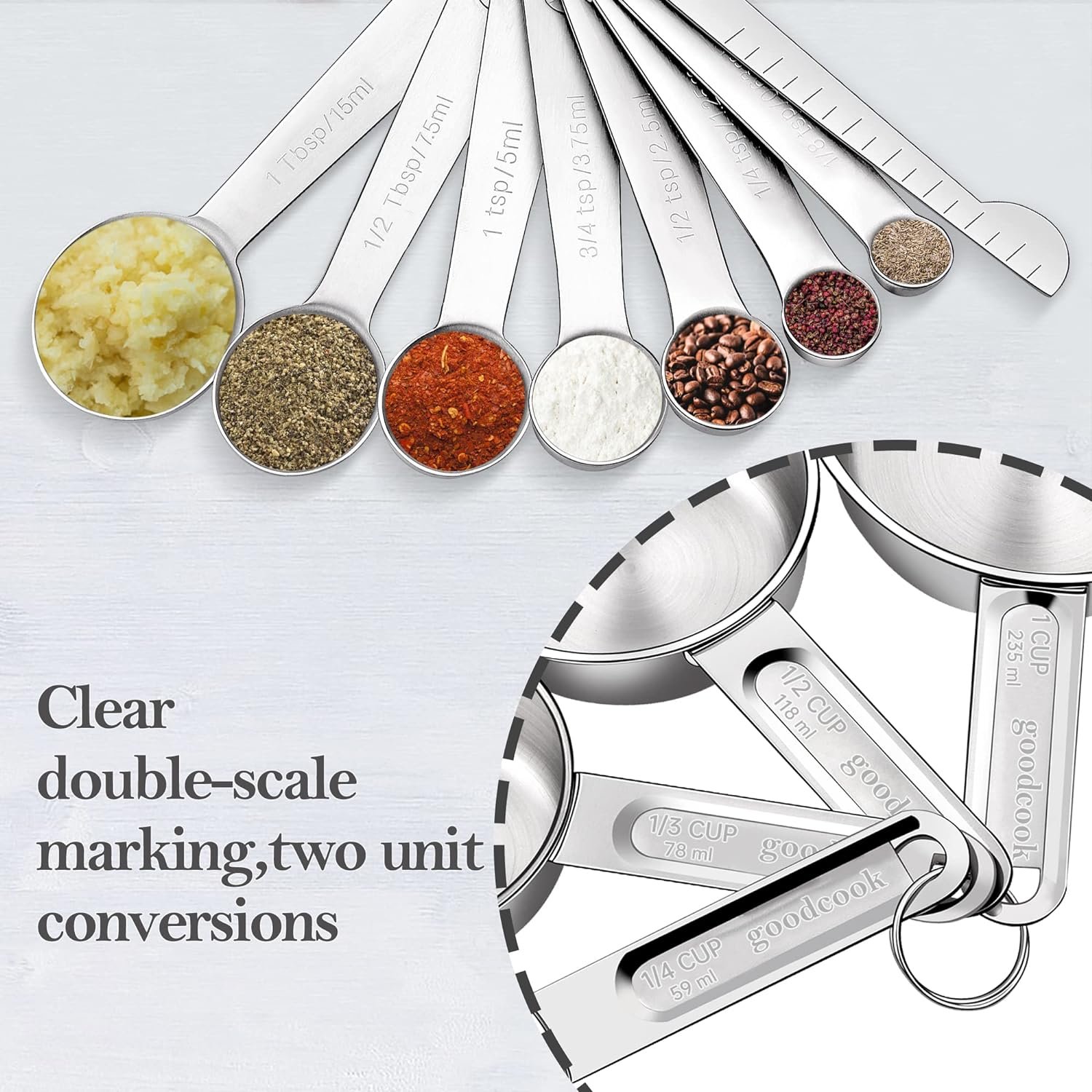 Measuring Cups and Spoons Set of 8 Pieces, nesting measuring cups for Measuring Dry or Liquid Ingredients, Stainless Steel Handle, Kitchen Gadgets for Cooking Baking Measuring Cups and Spoons Set of 8 Pieces, nesting measuring cups for Measuring Dry or Liquid Ingredients, Stainless Steel Handle, Kitchen Gadgets for Cooking Baking