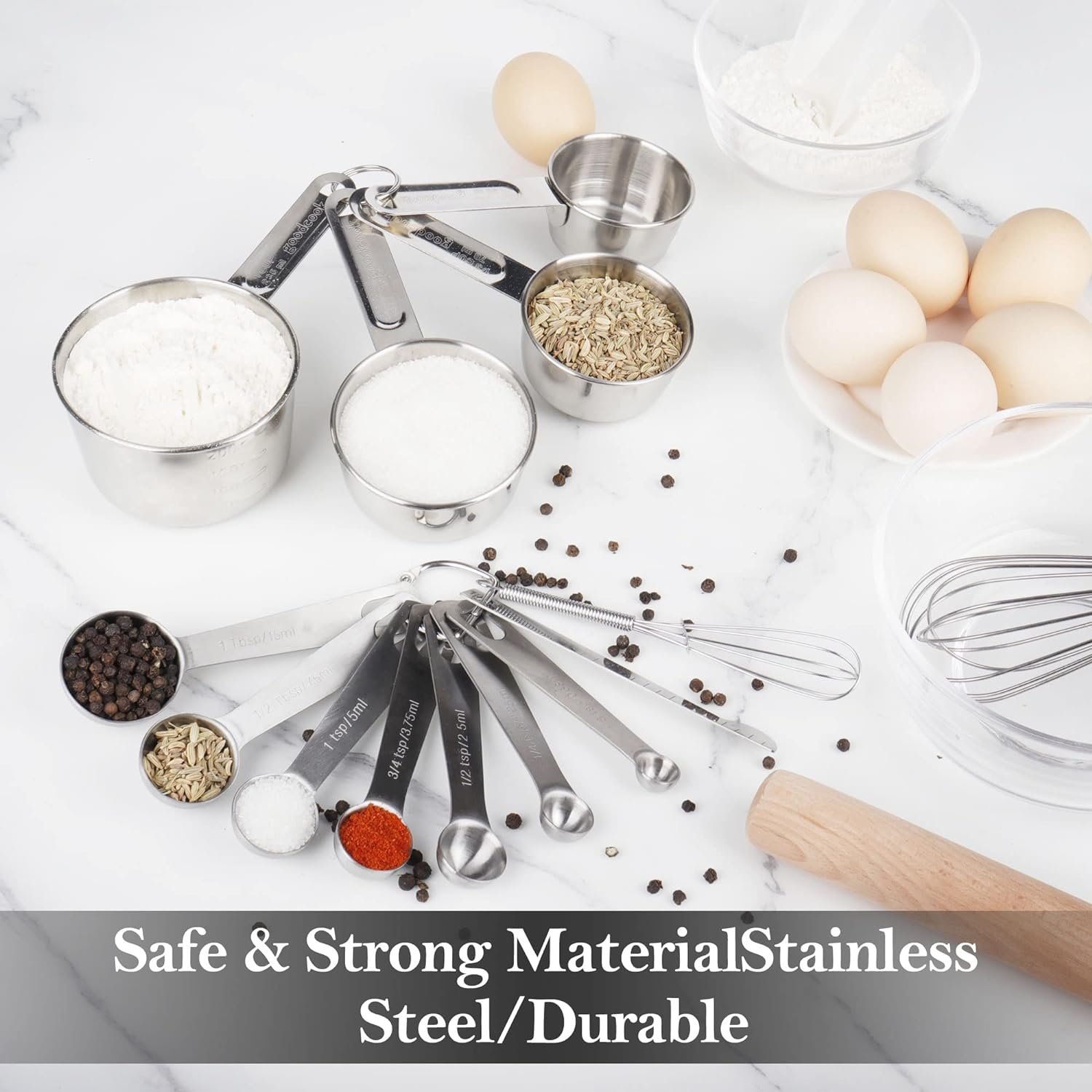 Measuring Cups and Spoons Set of 8 Pieces, nesting measuring cups for Measuring Dry or Liquid Ingredients, Stainless Steel Handle, Kitchen Gadgets for Cooking Baking Measuring Cups and Spoons Set of 8 Pieces, nesting measuring cups for Measuring Dry or Liquid Ingredients, Stainless Steel Handle, Kitchen Gadgets for Cooking Baking