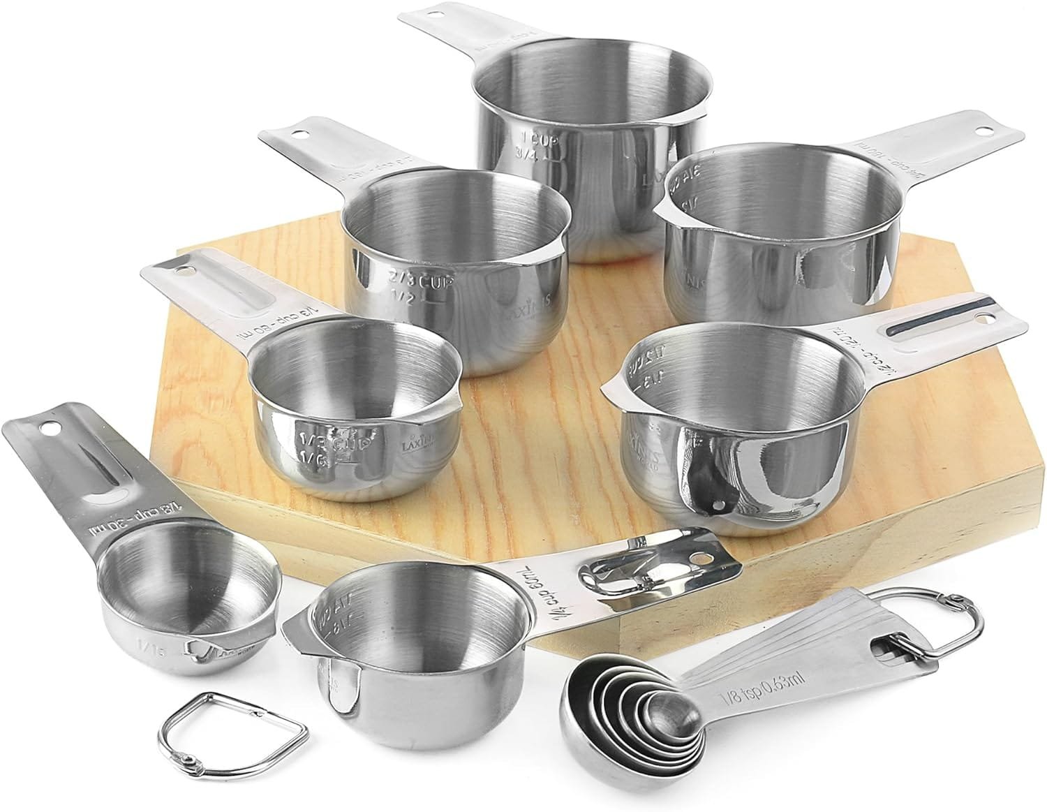 Measuring Cups and Spoons Set - Premium 13-Piece Stainless Steel, 7 Cups  6 Spoons, Stackable, Ideal for Accurate Liquid and Dry Ingredient Measurement. By Laxinis World