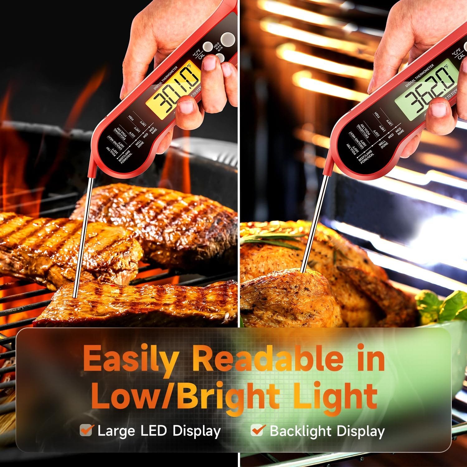 Meat Thermometer Digital, Waterproof Instant Read Meat Thermometers for Grilling and Cooking. Food Thermometer, Kitchen Gadgets, Accessories with Bottle Cap Opener for Kitchen, BBQ, Grill… Meat Thermometer Digital, Waterproof Instant Read Meat Thermometers for Grilling and Cooking. Food Thermometer, Kitchen Gadgets, Accessories with Bottle Cap Opener for Kitchen, BBQ, Grill…
