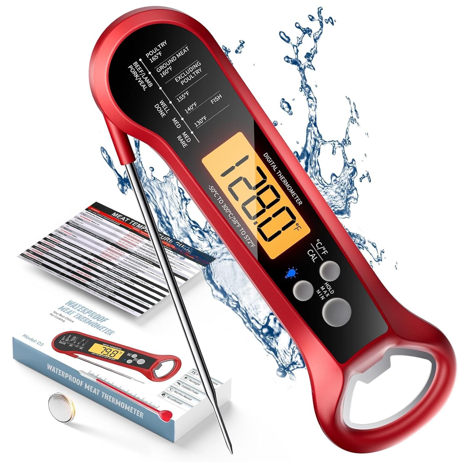 Meat Thermometer Digital, Waterproof Instant Read Meat Thermometers for Grilling and Cooking. Food Thermometer, Kitchen Gadgets, Accessories with Bottle Cap Opener for Kitchen, BBQ, Grill… Meat Thermometer Digital, Waterproof Instant Read Meat Thermometers for Grilling and Cooking. Food Thermometer, Kitchen Gadgets, Accessories with Bottle Cap Opener for Kitchen, BBQ, Grill…