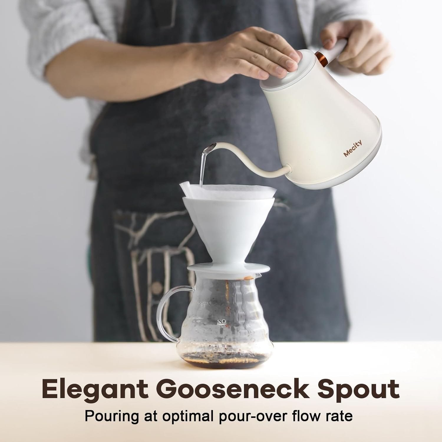 Mecity Electric Gooseneck Kettle With LCD Display Automatic Shut Off Coffee Kettle Temperature Control Hot Water Boiler to Pour Over Tea, 1200 Watt Quick Heating Tea Pot, 0.8L, Matt Black