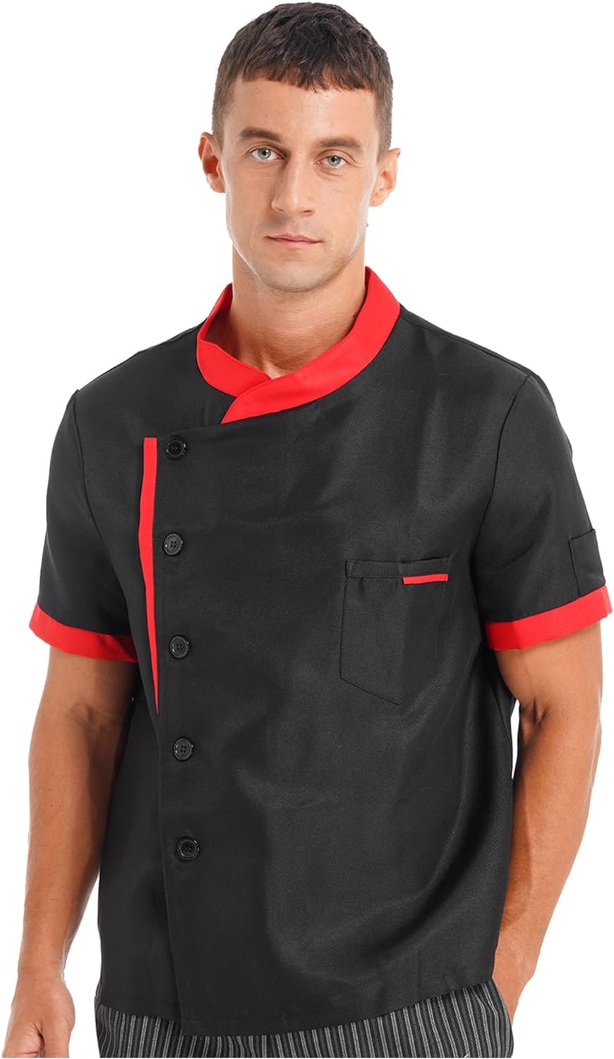 Mens Short Sleeve Button Chef Jacket Coat Hotel Restaurant Work Uniform Shirts Kitchen Cook Tops