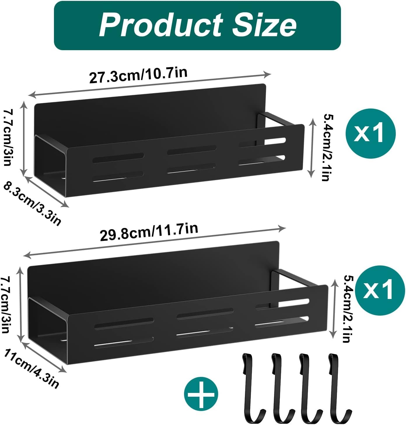 MFTEK Magnetic Spice Rack for Refrigerator, 4 Pack Spice Rack Organizer Strong Magnetic Shelf Seasoning Organizer, Metal Side Fridge Storage Rack, Space Saving Kitchen Organization