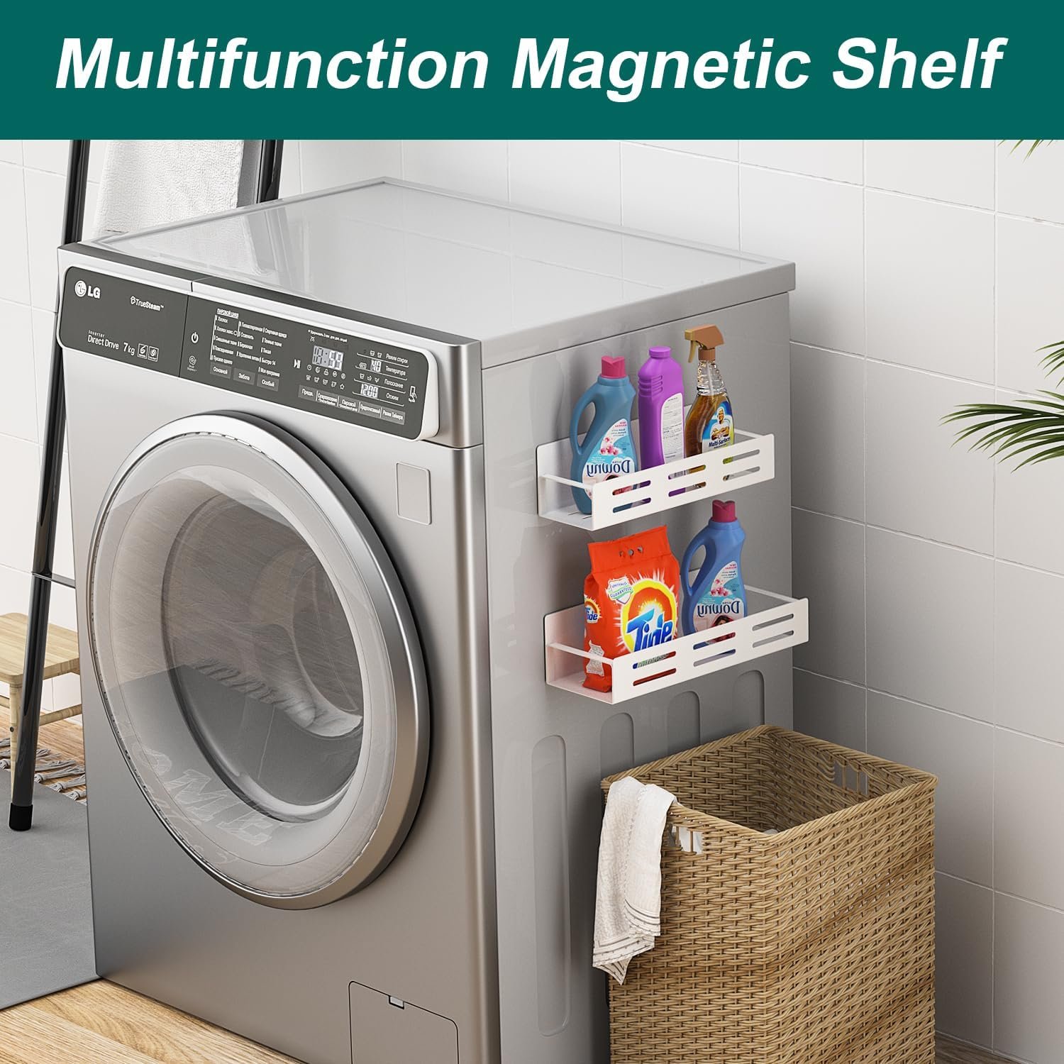 MFTEK Magnetic Spice Rack for Refrigerator, 4 Pack Spice Rack Organizer Strong Magnetic Shelf Seasoning Organizer, Metal Side Fridge Storage Rack, Space Saving Kitchen Organization