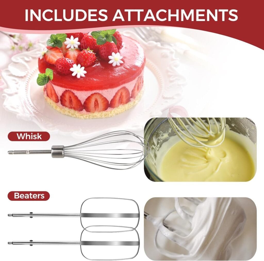 MHCC 5-Speed​ Electric Hand Mixer with Snap-On Storage Case, Whisk Beaters, 250-Watt-Black