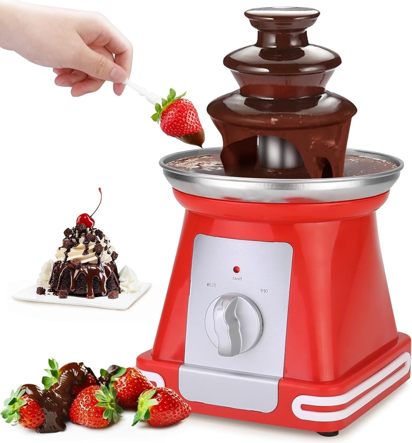 Micnaron Mini Chocolate Fountain, 8 Ounce Chocolate Fountain for Party, 3 Tiers Fondue Fountain For Melted Chocolate, Candy, Butter, Caramel Micnaron Mini Chocolate Fountain, 8 Ounce Chocolate Fountain for Party, 3 Tiers Fondue Fountain For Melted Chocolate, Candy, Butter, Caramel