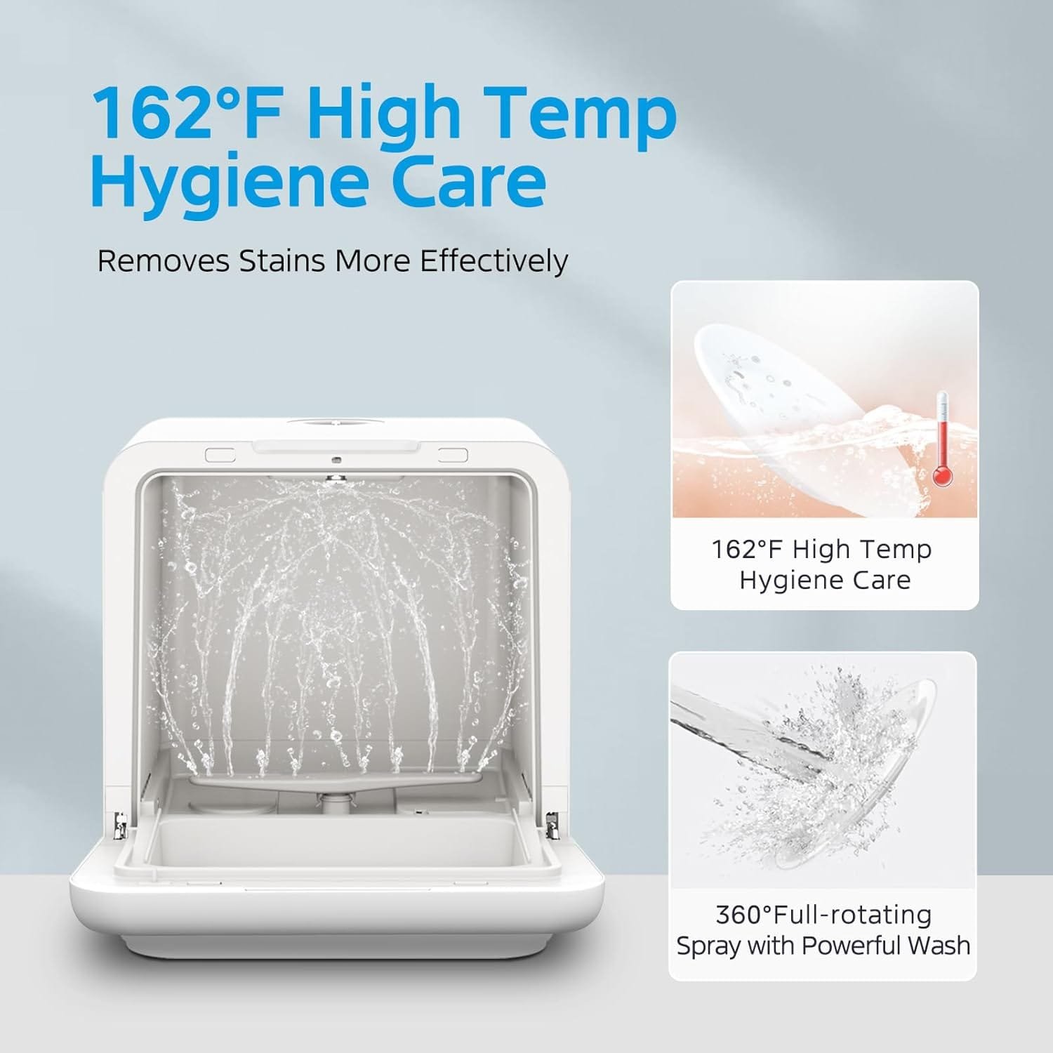 Midea MDC17P0ABB Portable Countertop Mini 5L Built-in Water Tank, No Hookup Needed, 6 Programs, 360° Dual Spray, 162℉ High-Temp Air-Refresh Function, Dishwasher for Apartments RVs, Black