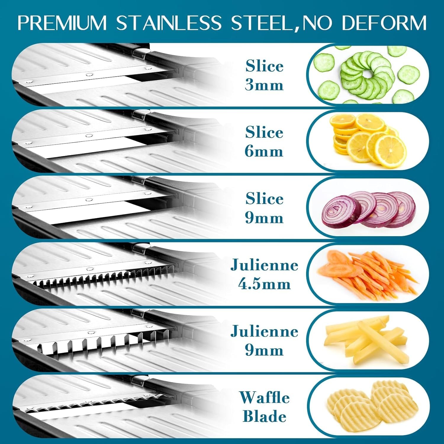 MIDONE Mandoline Slicer - Adjustable Mandoline Slicer for Kitchen, Stainless Steel Mandoline Food Slicer, Mandolin, Potato Slicer, Tomato Slicer with Cut-Resistant Gloves  Cleaning Brush