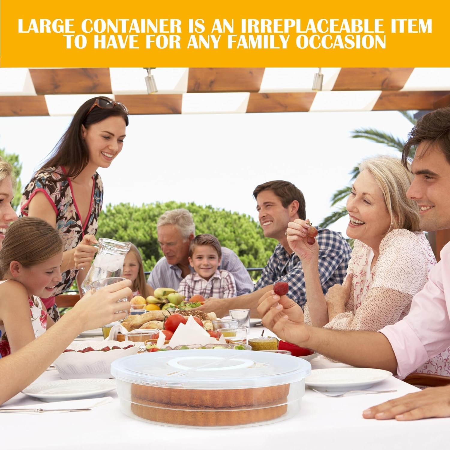 Miles Kimball Plastic Pie Carrier with Lid - BPA Free, Lightweight, Airtight, Washable Pie Keeper with Hinged Cover - Keeps Cake, Cookie, Cupcake Fresh - Pie Container (Standard)