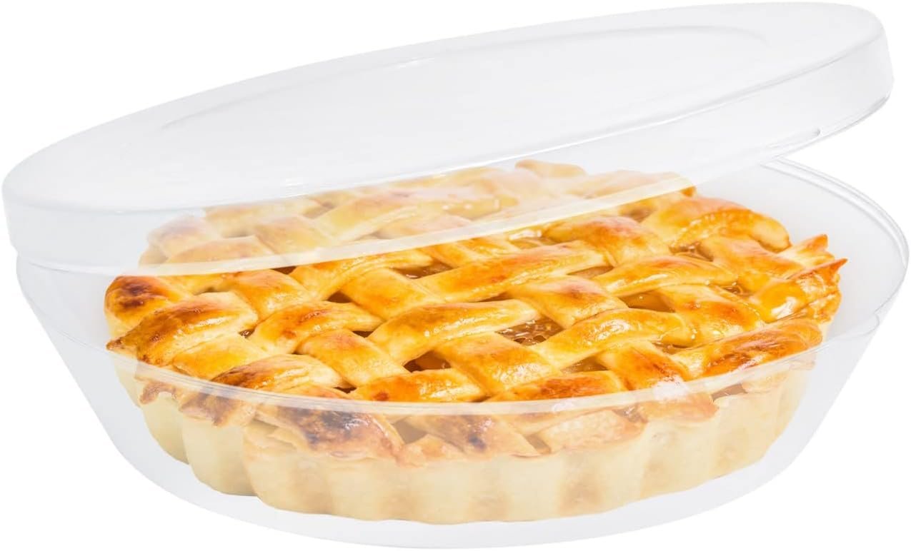 Miles Kimball Plastic Pie Carrier with Lid - BPA Free, Lightweight, Airtight, Washable Pie Keeper with Hinged Cover - Keeps Cake, Cookie, Cupcake Fresh - Pie Container (Standard)