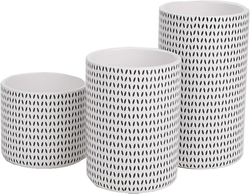 Mind Reader 3-Piece Canister Set, Sugar Container, Coffee Storage, Lids, Kitchen, Ceramic, 4L x 4W x 7H, Black and White