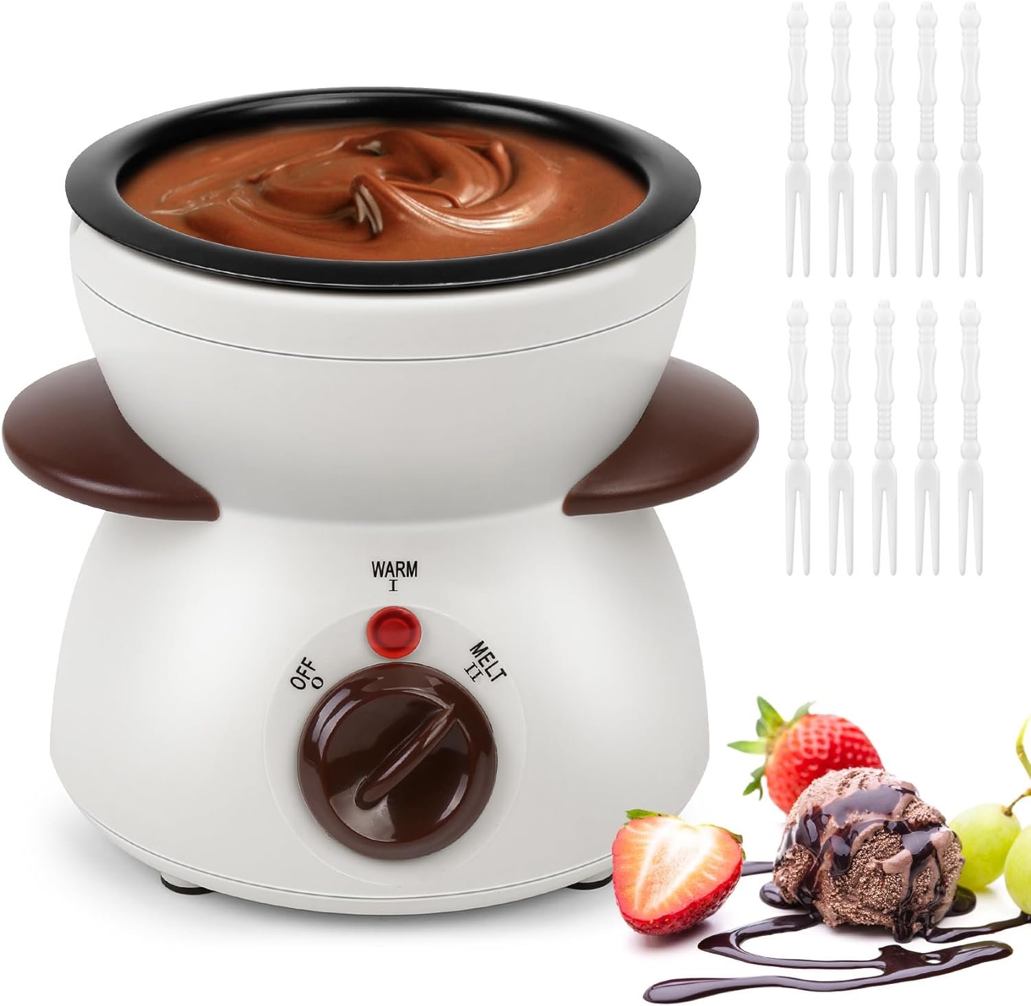 Mini Chocolate Melting Pot, Chocolate Fondue Fountain, 8.79OZ Warmer Machine for Milk Chocolate, Cheese, Butter, Candy (Red)