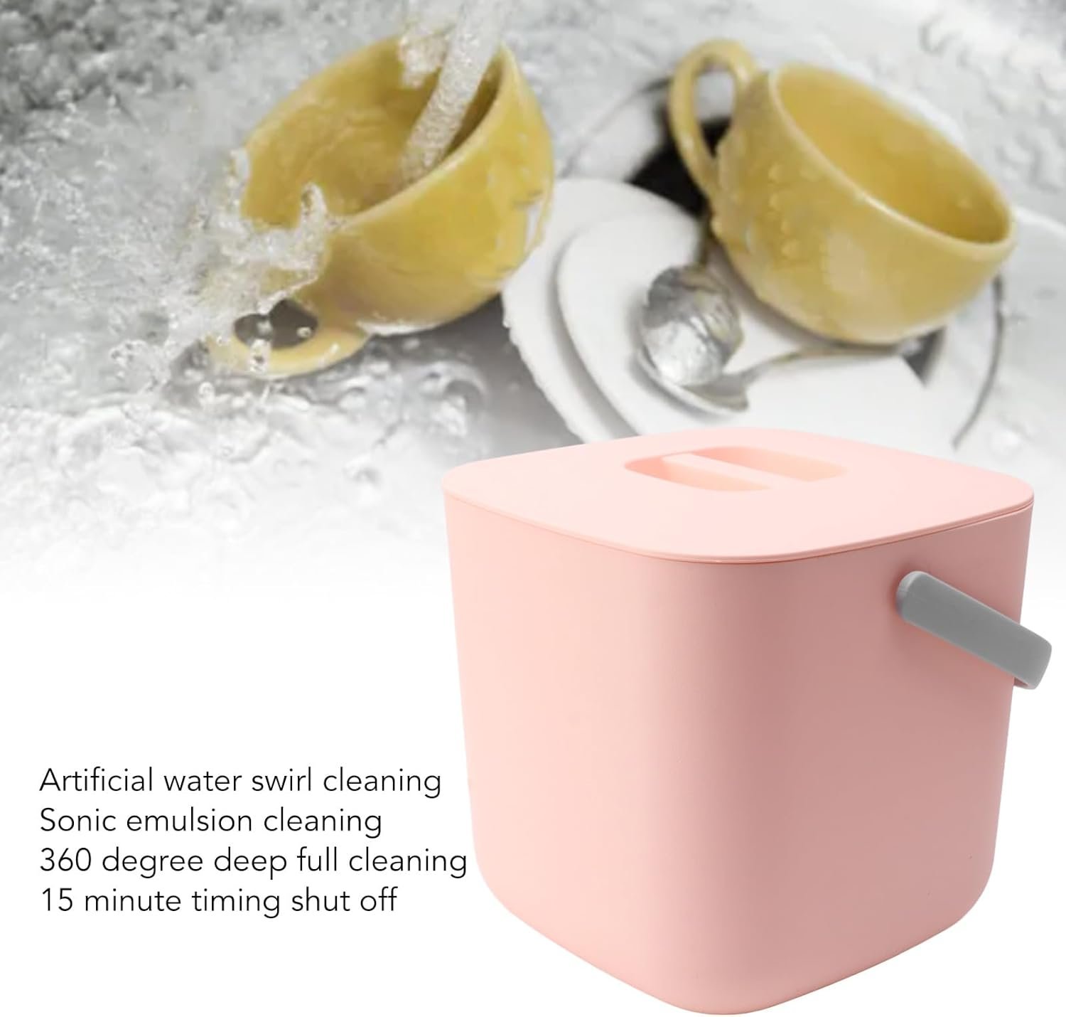 Mini Dishwasher, ABS PC 8.5V 2A Portable Countertop Dishwasher 18W Kitchen Deep Cleaner (Pink)