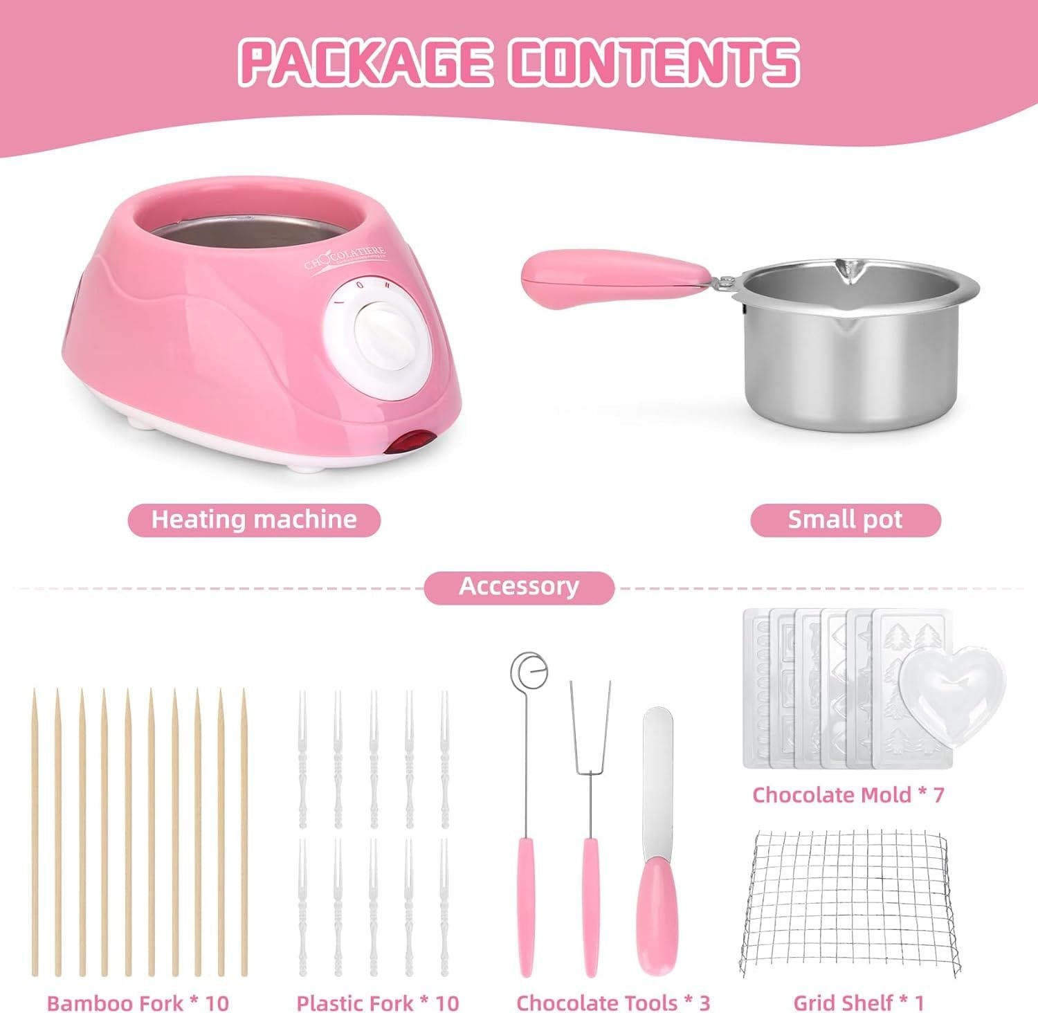 MINI Electric Chocolate Melting Pot, 8.45OZ Chocolate Fondue Fountain, Warmer Machine for Milk Chocolate,Cheese, Butter, Candy