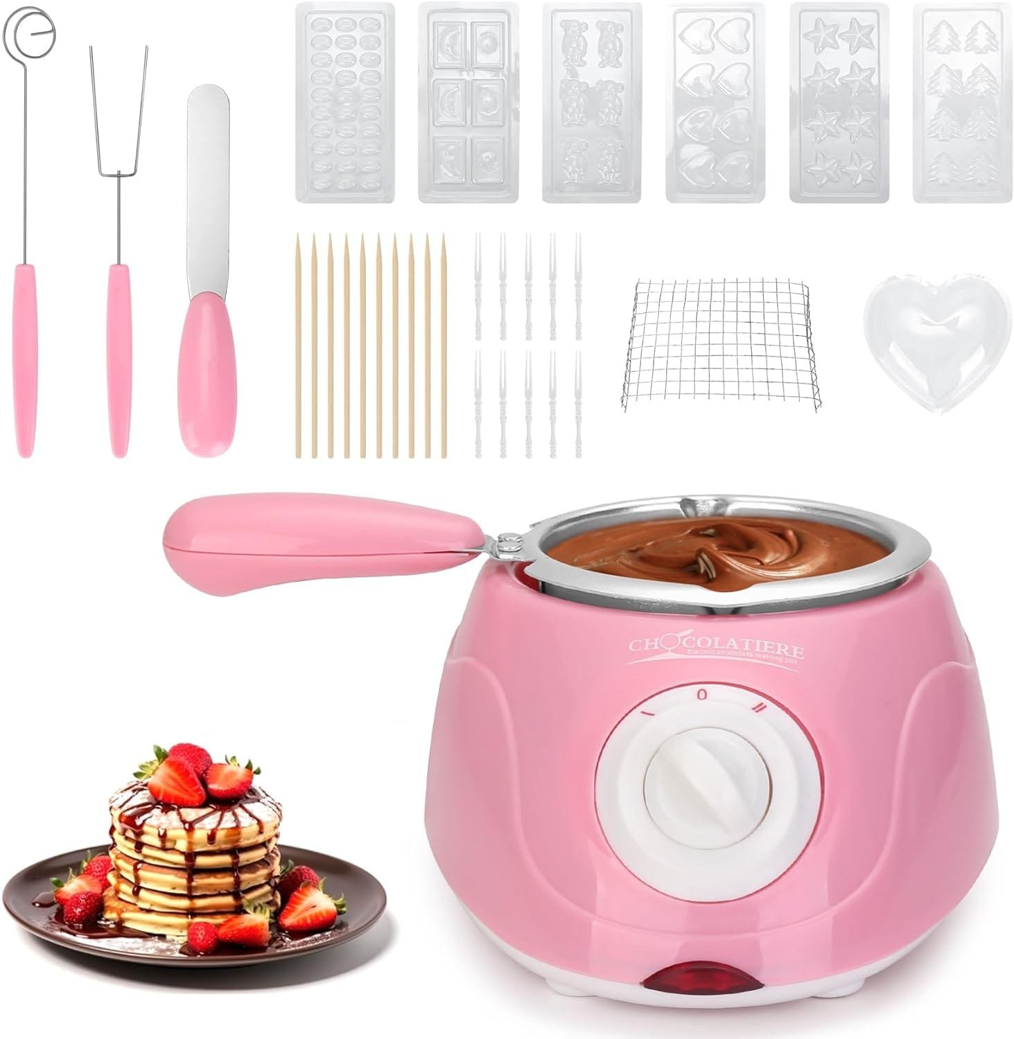 MINI Electric Chocolate Melting Pot, 8.45OZ Chocolate Fondue Fountain, Warmer Machine for Milk Chocolate,Cheese, Butter, Candy