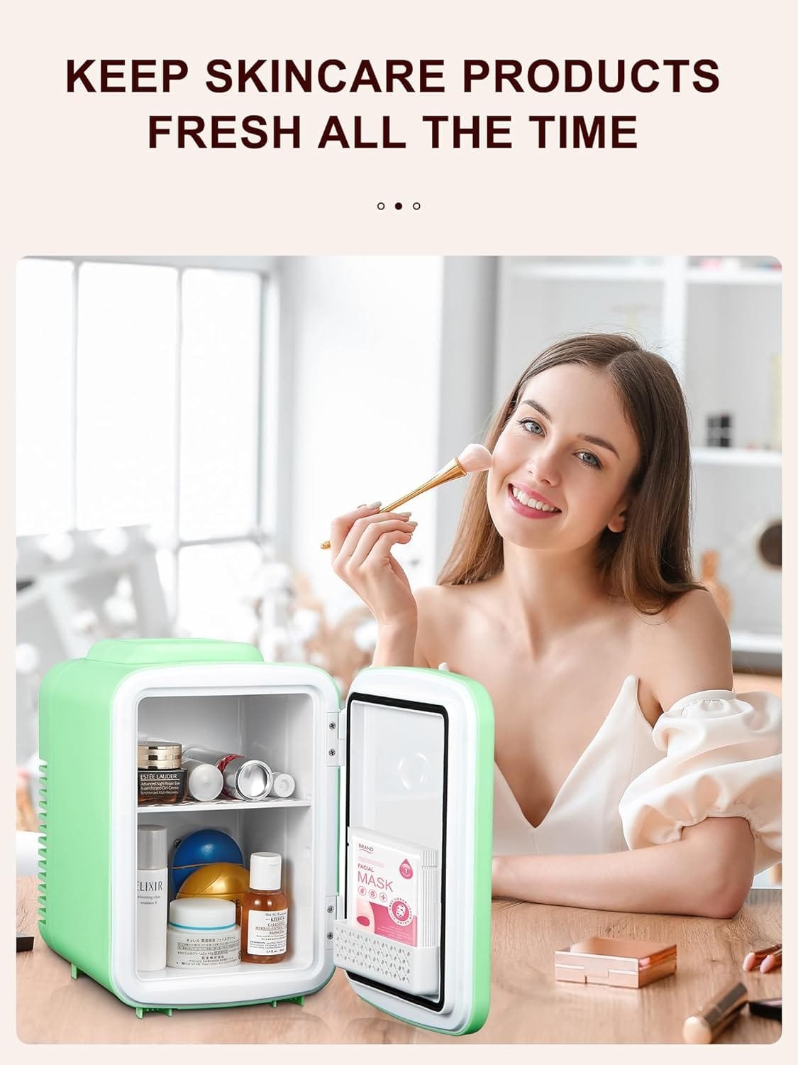 Mini Fridge, 3.7 Liter/6 Can Portable Cooler and Warmer Personal Refrigerator for Skin Care, Cosmetics, Beverage, Food,Great for Bedroom, Office, Car, Freon-Free (Purple)