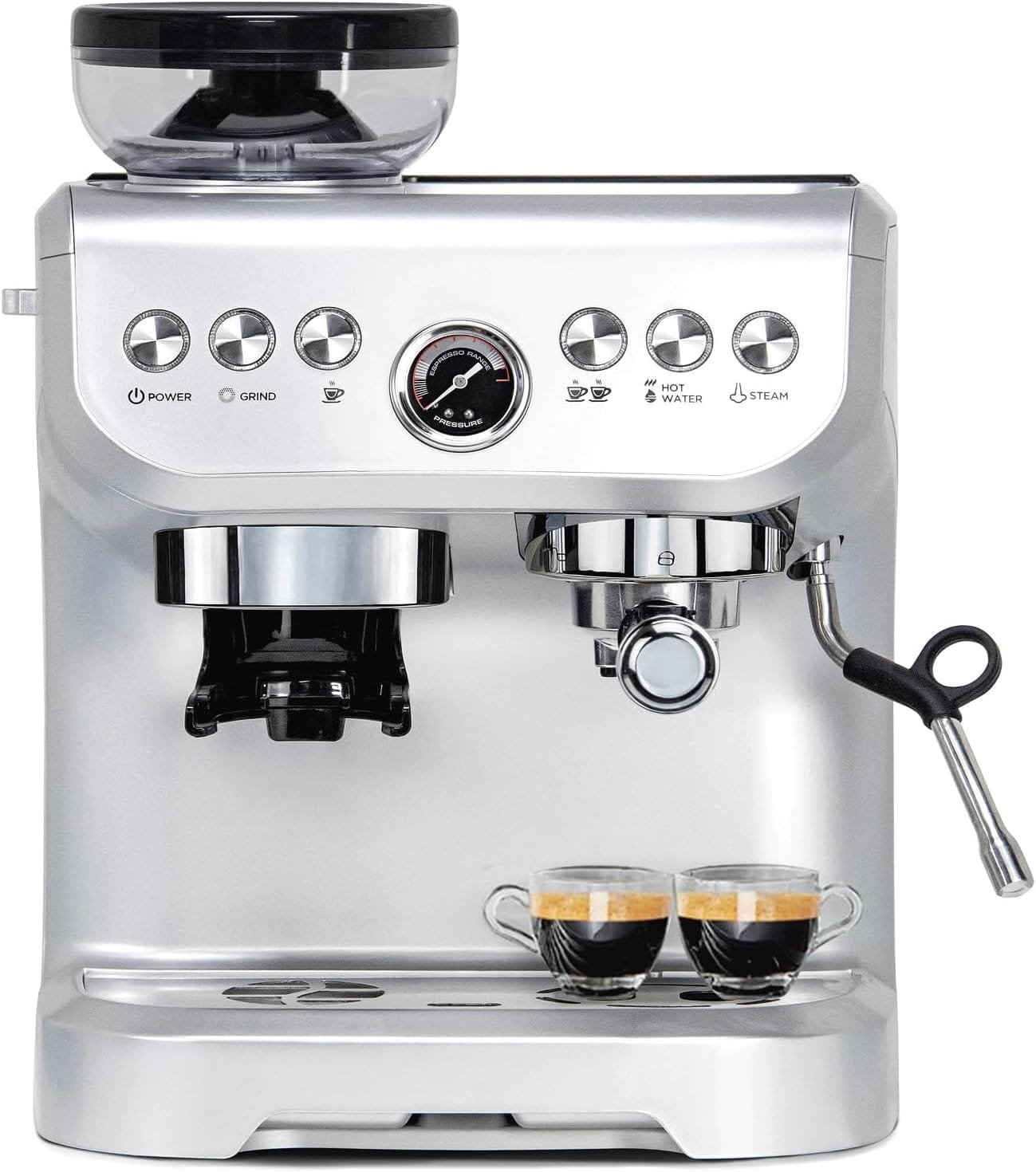 MIROX Espresso Coffee Maker With Grinder For Home, 2000ML Water Tank1450w and ABS Housing Combo Coffee Latte Maker Cappuccino Machine With Milk Frother Latte Macchiato Cuppuccino Machines