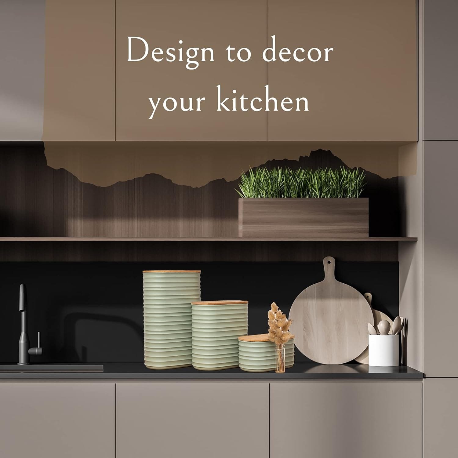 Mixpresso 3 Piece Set Of Airtight Coffee And Sugar Plastic Canister Set With Bamboo Lid , Decorative Container, Kitchen Decor For Counter Mixpresso 3 Piece Set Of Airtight Coffee And Sugar Plastic Canister Set With Bamboo Lid , Decorative Container, Kitchen Decor For Counter