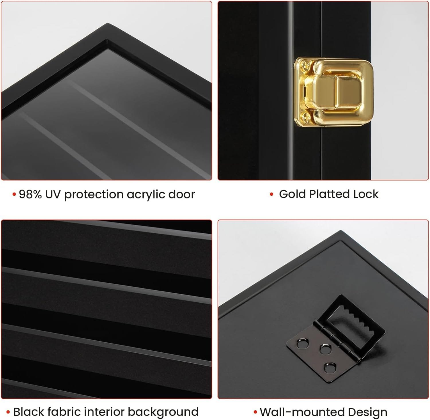 Model Car Display Case 1/64 Scale Diecast Wall-Mounted for Mini Toys and Small Wheels, Black