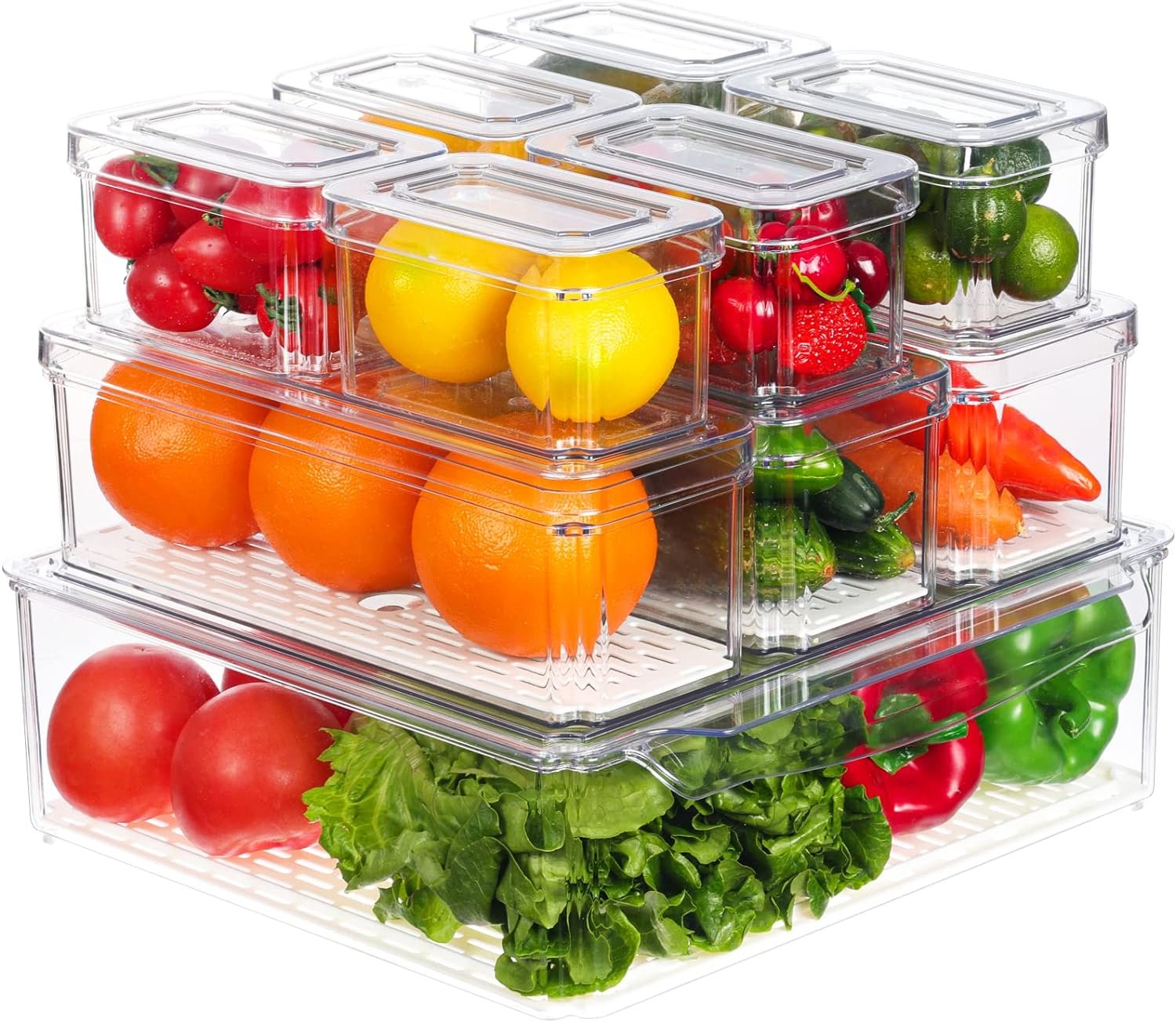 Moretoes 8pcs Refrigerator Organizer Bins, Mini Fridge Organizer, Fridge Organizer and Storage, 4 Sizes Fruit Container for Refrigerator with Lids, for Food Vegetable Drinks Kitchen Moretoes 8pcs Refrigerator Organizer Bins, Mini Fridge Organizer, Fridge Organizer and Storage, 4 Sizes Fruit Container for Refrigerator with Lids, for Food Vegetable Drinks Kitchen