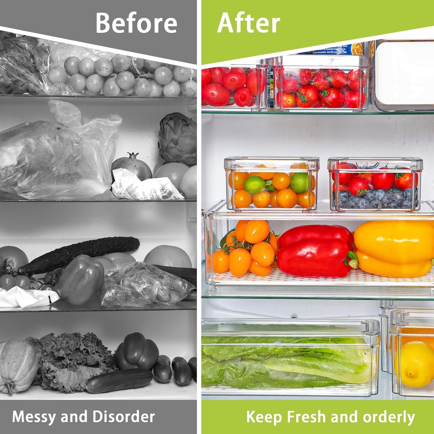 Moretoes 8pcs Refrigerator Organizer Bins, Mini Fridge Organizer, Fridge Organizer and Storage, 4 Sizes Fruit Container for Refrigerator with Lids, for Food Vegetable Drinks Kitchen Moretoes 8pcs Refrigerator Organizer Bins, Mini Fridge Organizer, Fridge Organizer and Storage, 4 Sizes Fruit Container for Refrigerator with Lids, for Food Vegetable Drinks Kitchen