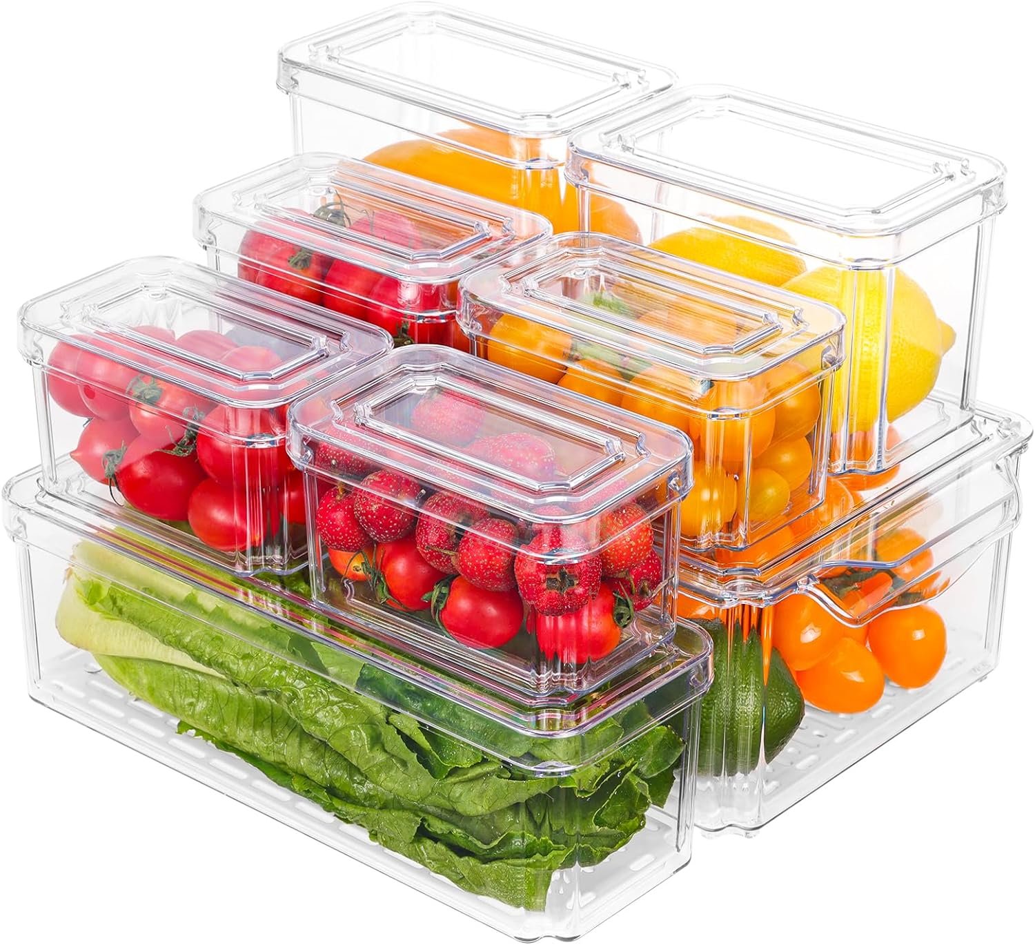 Moretoes 8pcs Refrigerator Organizer Bins, Mini Fridge Organizer, Fridge Organizer and Storage, 4 Sizes Fruit Container for Refrigerator with Lids, for Food Vegetable Drinks Kitchen Moretoes 8pcs Refrigerator Organizer Bins, Mini Fridge Organizer, Fridge Organizer and Storage, 4 Sizes Fruit Container for Refrigerator with Lids, for Food Vegetable Drinks Kitchen