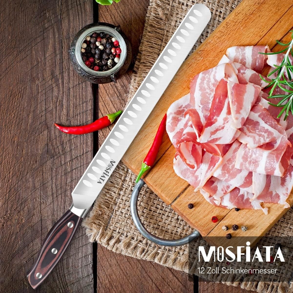 MOSFiATA Professional Chef Knife Set with German High Carbon Stainless Steel Kitchen Knife Set 3 PCSwith Finger Guard,Knife Sharpener,Knives Set for Kitchen with Gift Box