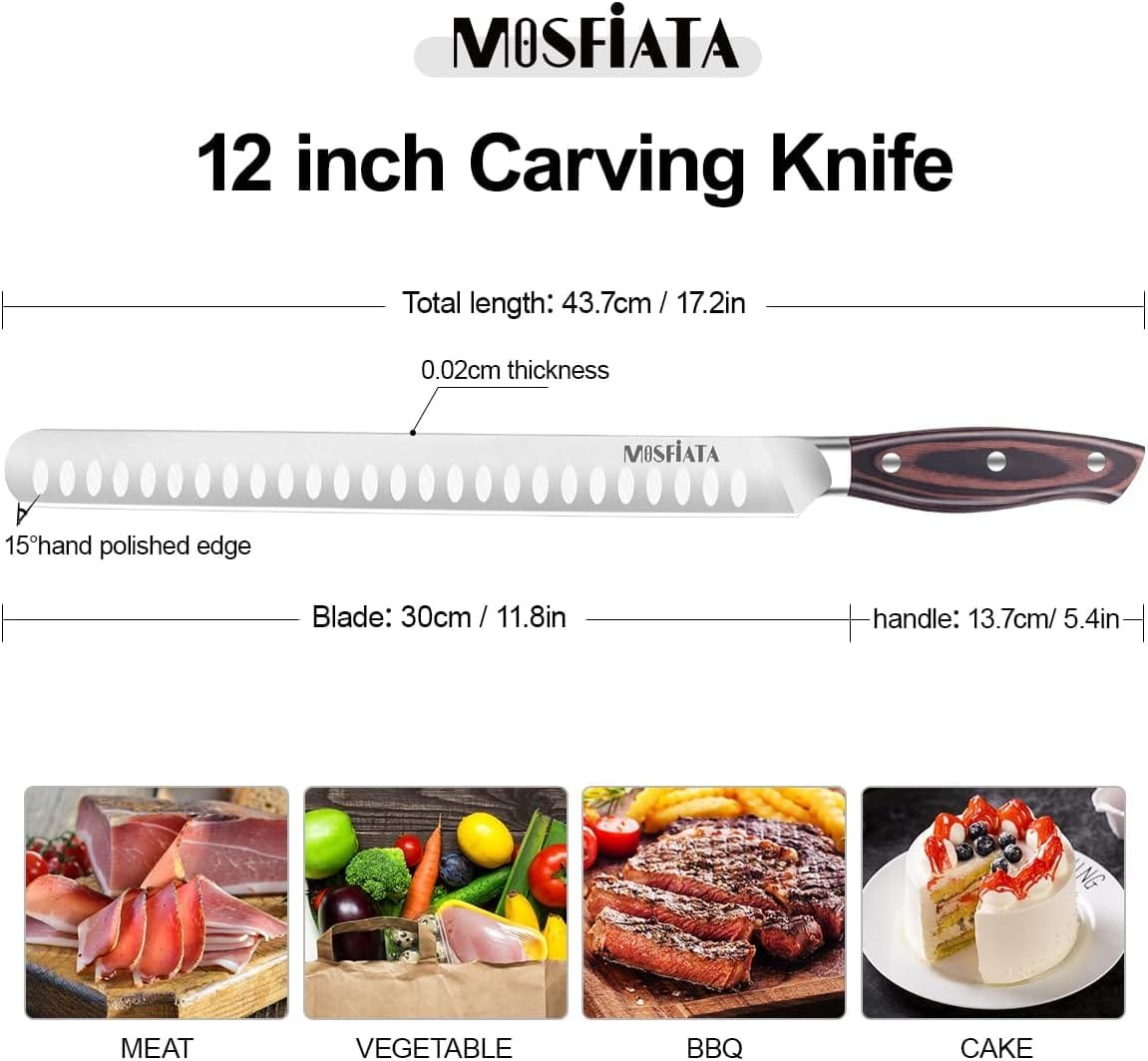 MOSFiATA Professional Chef Knife Set with German High Carbon Stainless Steel Kitchen Knife Set 3 PCSwith Finger Guard,Knife Sharpener,Knives Set for Kitchen with Gift Box