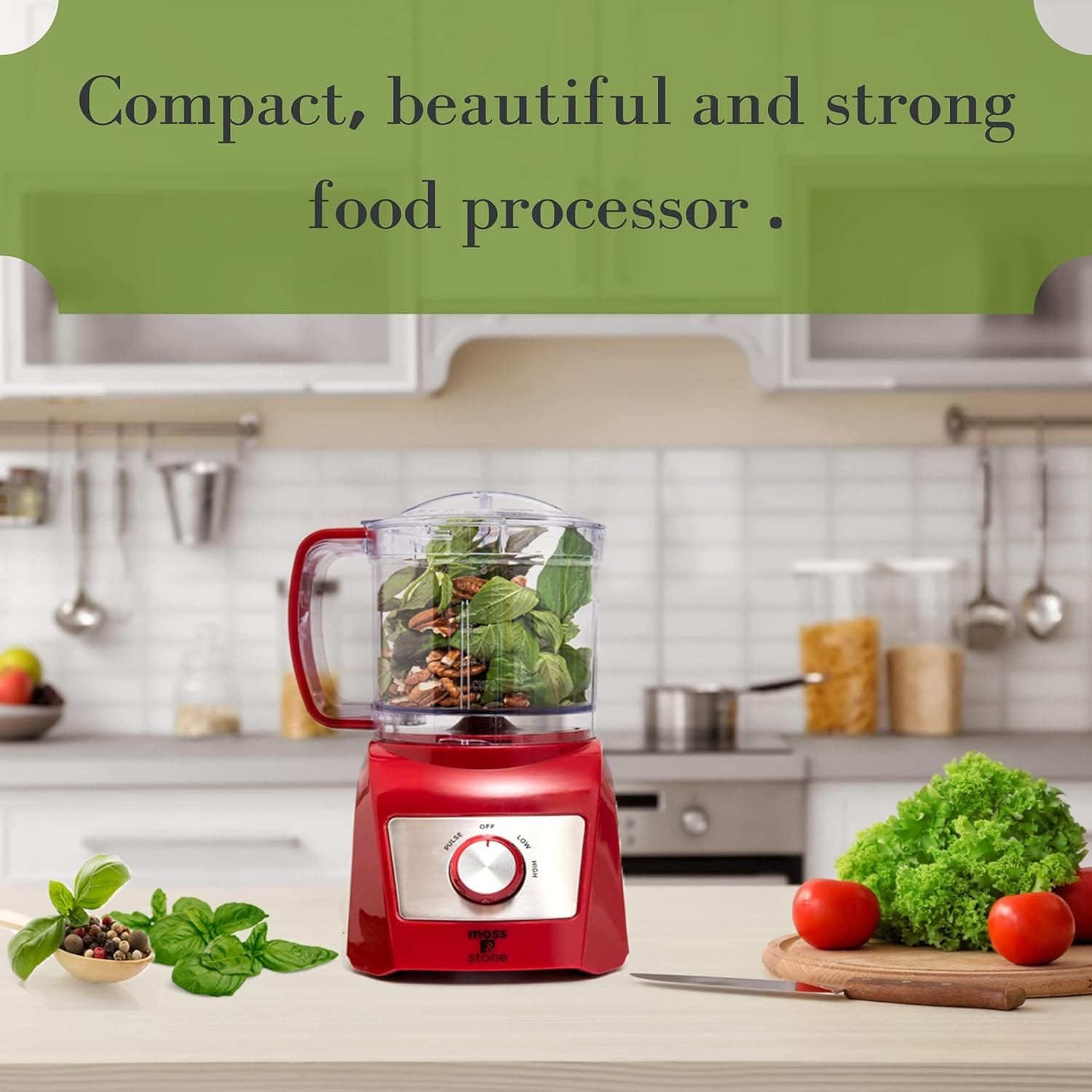 Moss  Stone 3 Cup Mini Food Processor, Strong Vegetable Chopper for Dicing, Chopping, Mincing,  Puree 300 Watts Mini Chopper With 2 Speeds, Perfect Baby Food Processor Black
