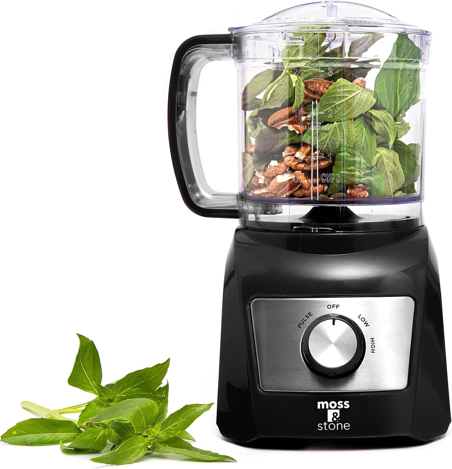 Moss  Stone 3 Cup Mini Food Processor, Strong Vegetable Chopper for Dicing, Chopping, Mincing,  Puree 300 Watts Mini Chopper With 2 Speeds, Perfect Baby Food Processor Black