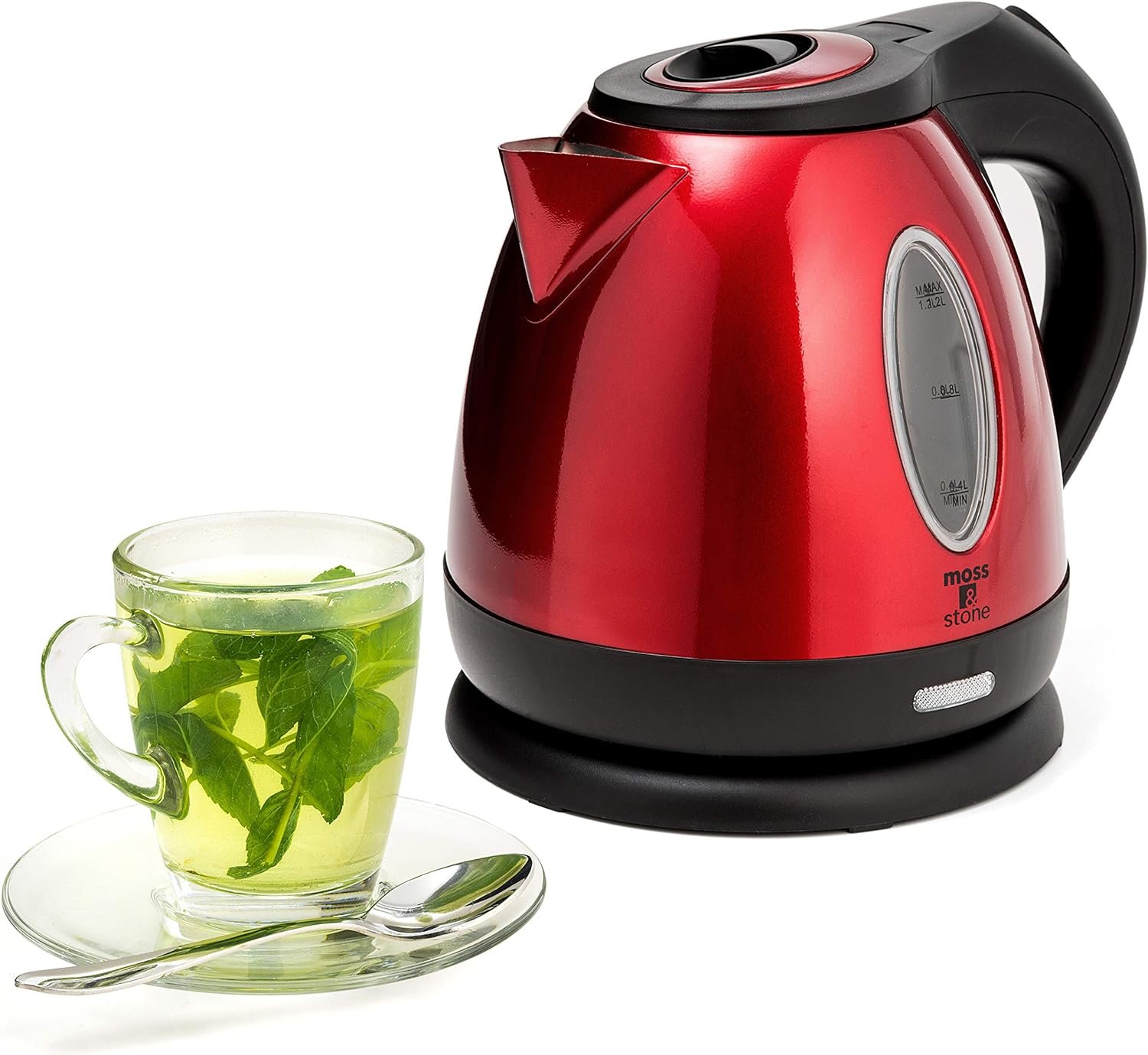 Moss  Stone Stainless Steel Electric Kettle Red Color, Cordless Pot 1.2L Portable Electric Hot Water Kettle1500w Strong Fast Boiling Pot, Electric Tea Kettle With Boil Dry Protection Red Kettle