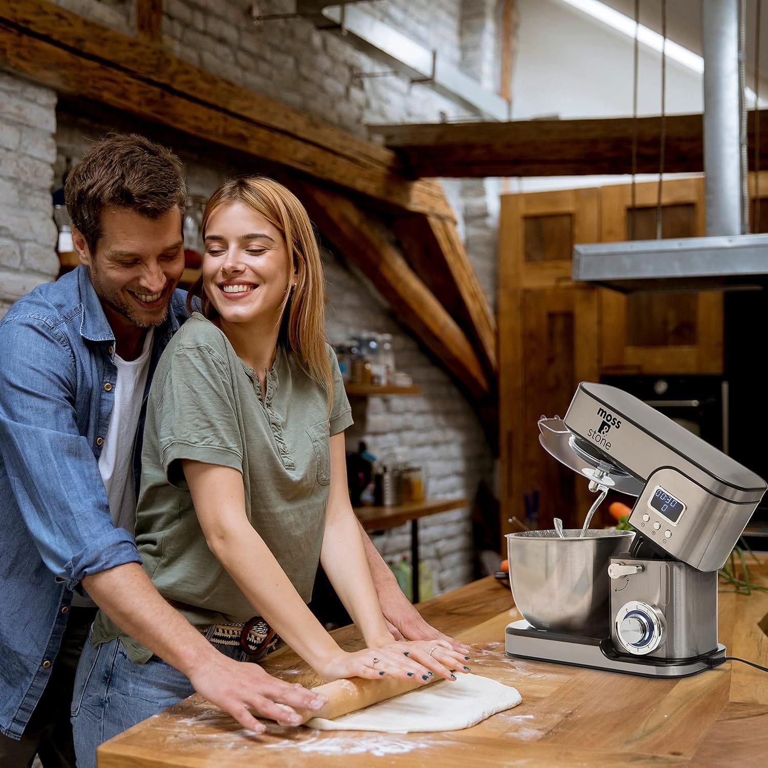Moss  Stone Stand Mixer With Lcd Display, 6 Speed Electric Mixer With 5.5 Quart Stainless Steel Mixing Bowl, Kitchen Mixer With Dough Hook, Egg Whisk, Beater  Baking Spatula, Food Mixer With Timer Moss  Stone Stand Mixer With Lcd Display, 6 Speed Electric Mixer With 5.5 Quart Stainless Steel Mixing Bowl, Kitchen Mixer With Dough Hook, Egg Whisk, Beater  Baking Spatula, Food Mixer With Timer