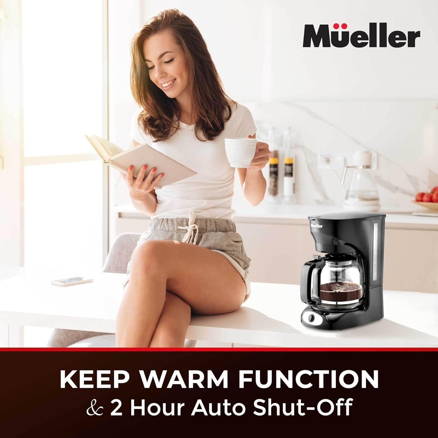 Mueller 12-Cup Drip Coffee Maker - Borosilicate Carafe, Auto-Off, Reusable Filter, Anti-Drip, Keep-Warm Function, Clear Water Level Window Coffee Machine, Ideal for Home or Office Mueller 12-Cup Drip Coffee Maker - Borosilicate Carafe, Auto-Off, Reusable Filter, Anti-Drip, Keep-Warm Function, Clear Water Level Window Coffee Machine, Ideal for Home or Office