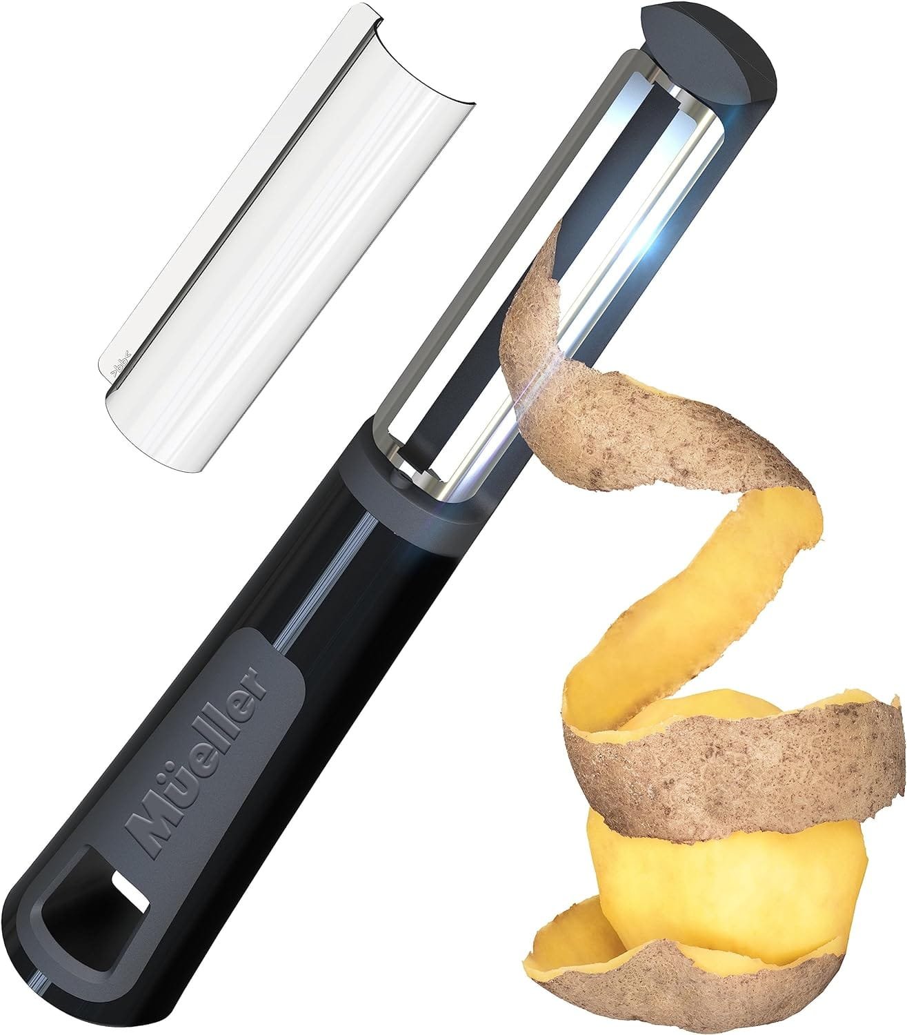 Mueller UltraGlide Swivel Vegetable Peeler for Kitchen with Ergonomic Non-Slip Handle - Fruit, Veggie, Apple, Cucumber, Potato Peelers, Stainless Steel