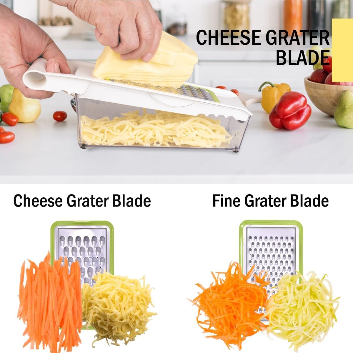 NACOLUS Cheese Grater with Container,5 In 1 Mandoline Slicer for Kitchen,Multi Purpose Vegetable Slicer, Easy to Clean Potato Slicer,Cheese Shredder,Julienne Slicer and Peeler NACOLUS Cheese Grater with Container,5 In 1 Mandoline Slicer for Kitchen,Multi Purpose Vegetable Slicer, Easy to Clean Potato Slicer,Cheese Shredder,Julienne Slicer and Peeler