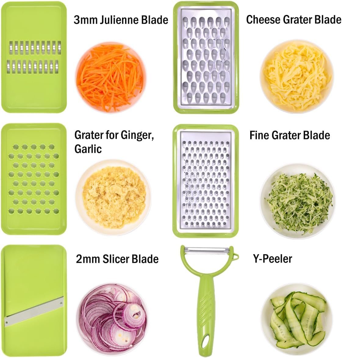 NACOLUS Cheese Grater with Container,5 In 1 Mandoline Slicer for Kitchen,Multi Purpose Vegetable Slicer, Easy to Clean Potato Slicer,Cheese Shredder,Julienne Slicer and Peeler NACOLUS Cheese Grater with Container,5 In 1 Mandoline Slicer for Kitchen,Multi Purpose Vegetable Slicer, Easy to Clean Potato Slicer,Cheese Shredder,Julienne Slicer and Peeler