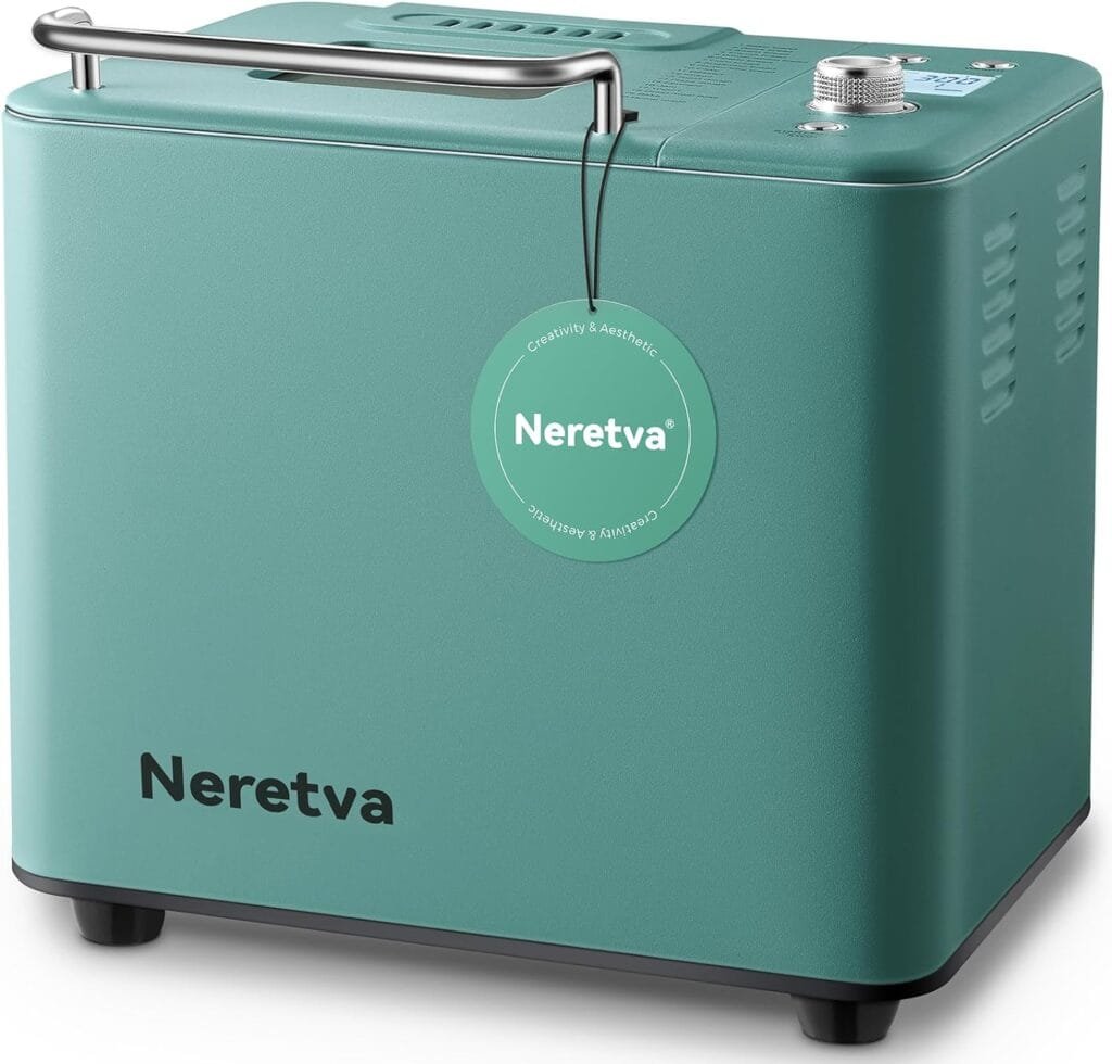 Neretva Bread Maker Machine, 20-in-1 2LB Automatic Breadmaker with Gluten Free Pizza Sourdough Setting, Digital, Programmable, 1 Hour Keep Warm, 2 Loaf Sizes, 3 Crust Colors - Receipe Booked Included